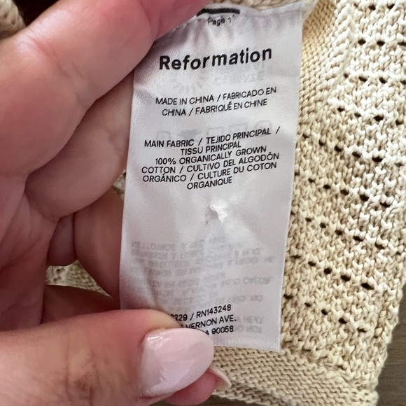 Reformation Charlotte Cardigan Cotton Button Down Sweater Gold Buttons Womens XS - Picture 9 of 9